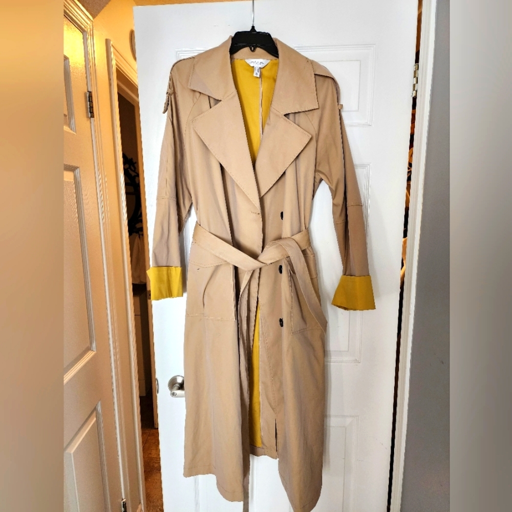 Additionelle Tan Beige Belted Trench Coat Sz 1X